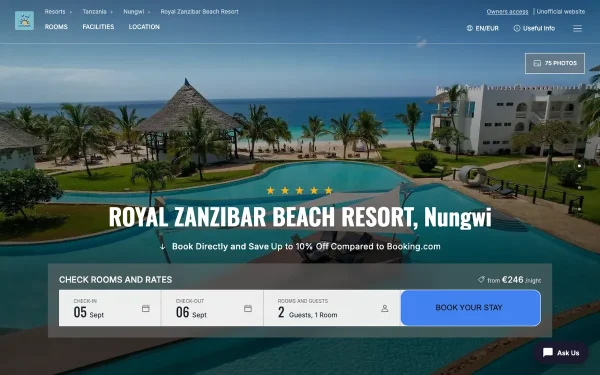 Сайт Royal Zanzibar Beach Resort